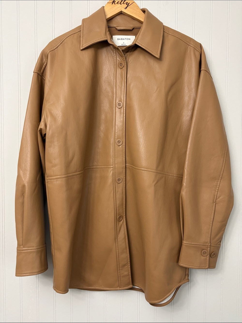 Babaton Pelli Shirt Jacket Aritzia Women Size Small Faux Leather Shacket